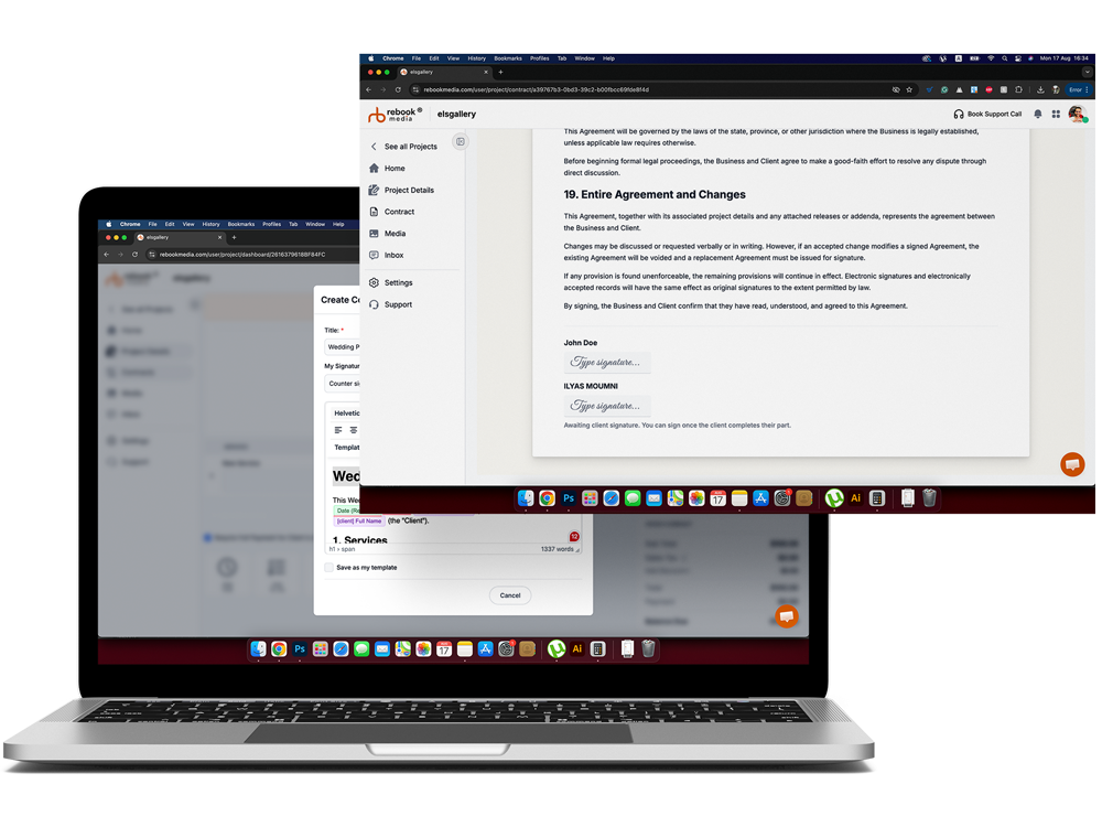 RebookMedia contracts and electronic signature management
